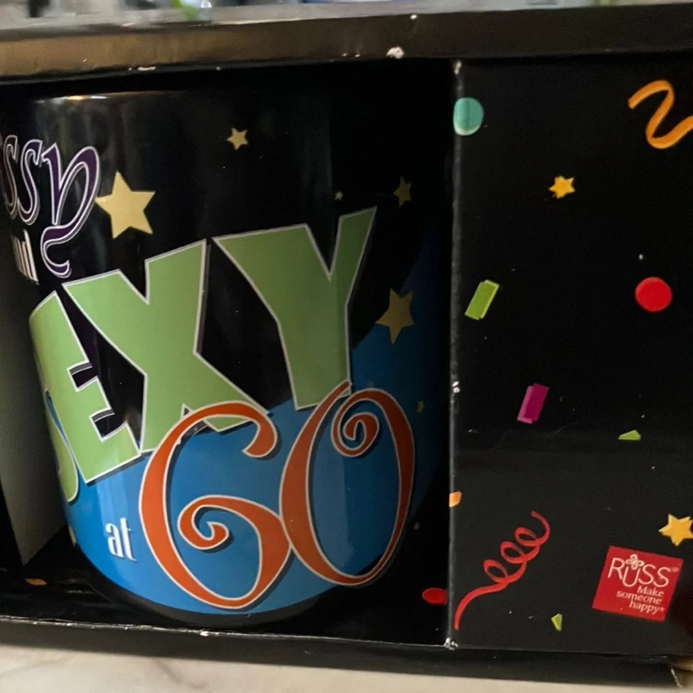 Russ‎ “Sassy & Sexy at 60” party pack: mug, buttons, whistles